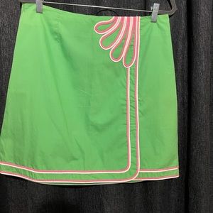 Lilly Pulitzer Green Skort w/ Pink & White Piping